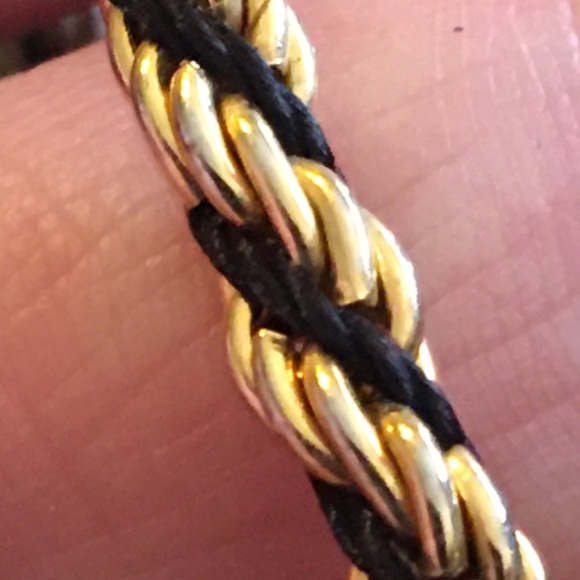 Gold tone black ribbon twisted rope chain set - Picture 8 of 8